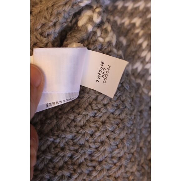 Lucky Brand Aztec Knit Cardigan Sweater Gray Beige Open Front Shawl Collar XL NW - Picture 10 of 13